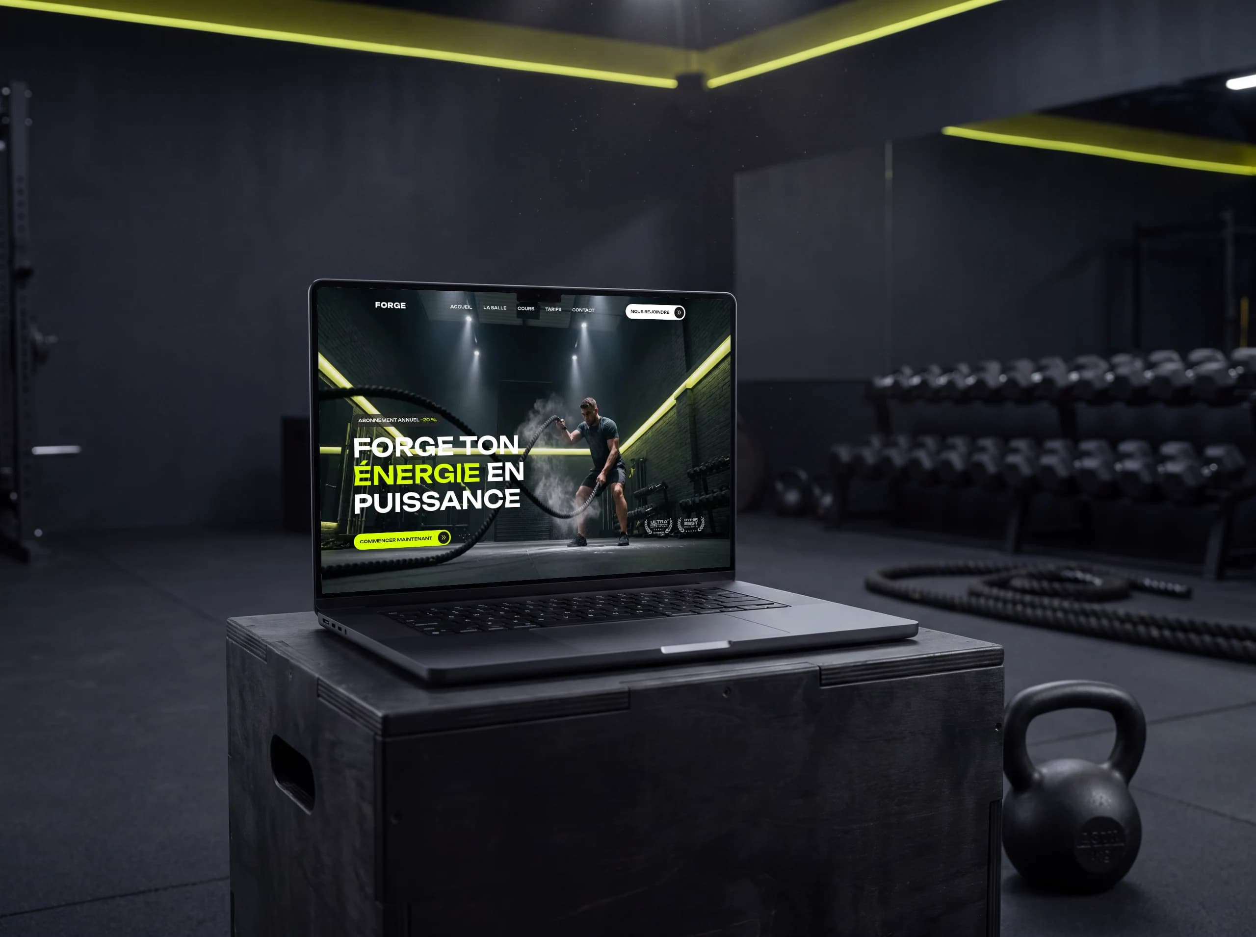 Forge, site de démonstration sport & fitness conçu par Reflect Studio