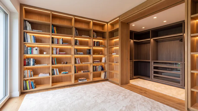 Bibliothèque toute hauteur en chêne sur mesure