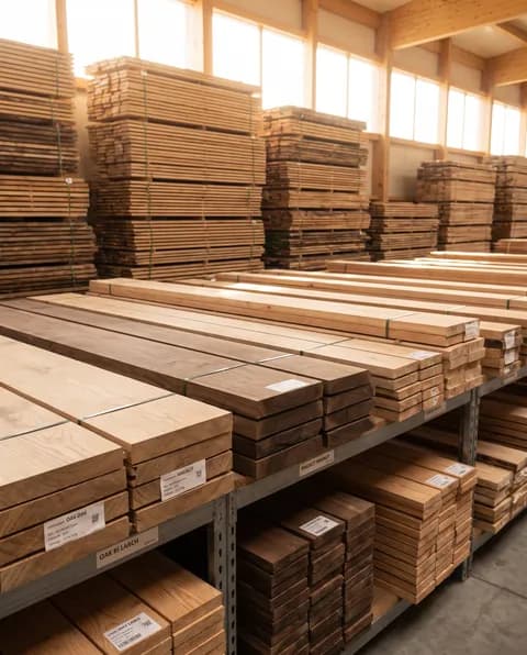 Empilement d'essences de bois à la halle