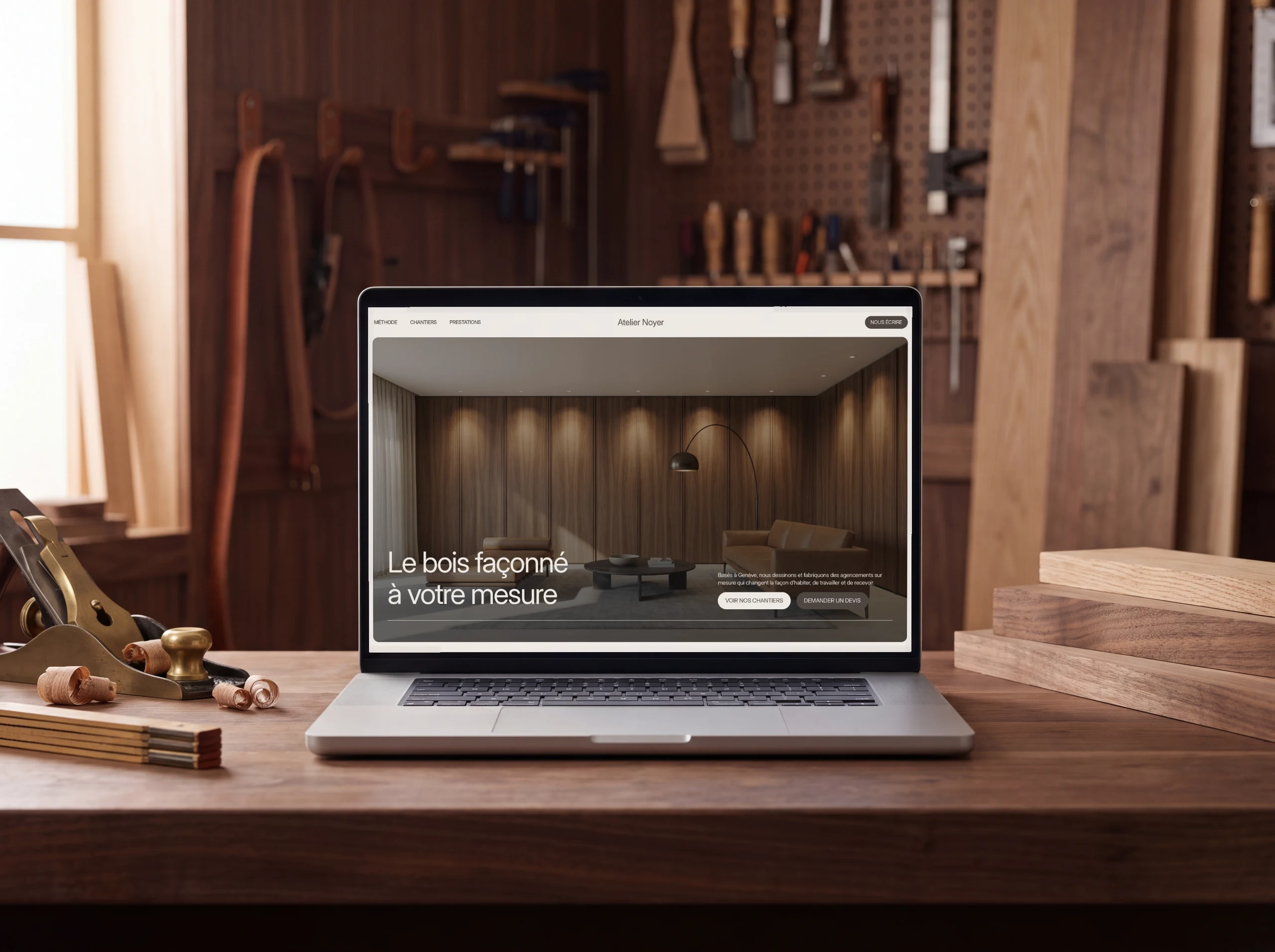 Atelier Noyer, démo menuiserie sur mesure à Bulle conçue par Reflect Studio
