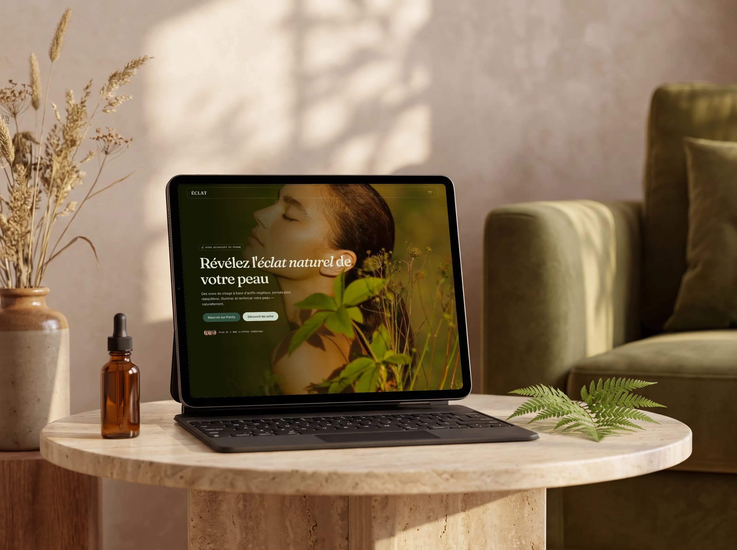 Éclat, site de démonstration beauté & esthétique conçu par Reflect Studio